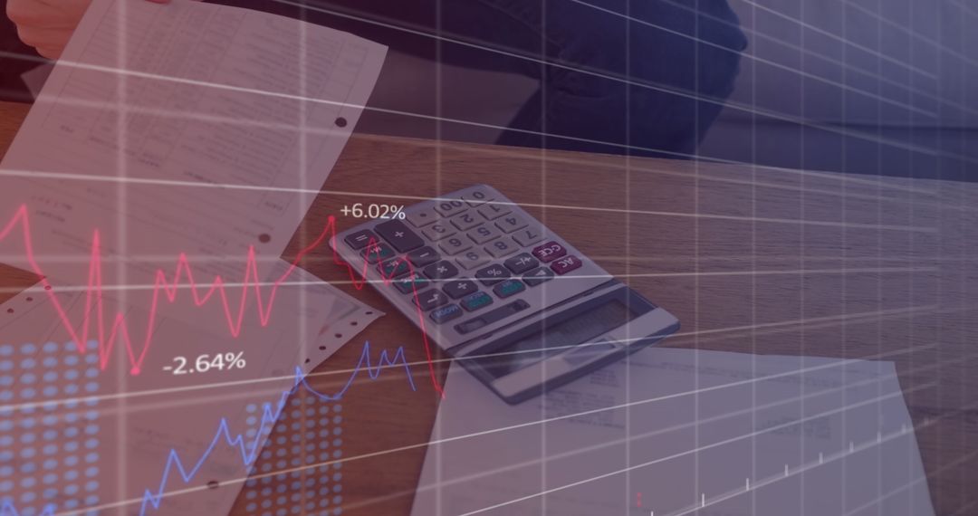 Business Data Analysis with Financial Calculator and Charts Overlay
