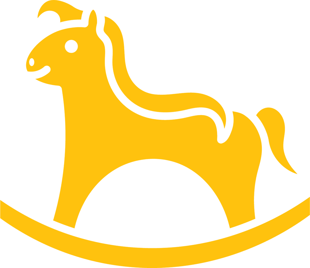 Yellow Rocking Horse Icon on Transparent Background