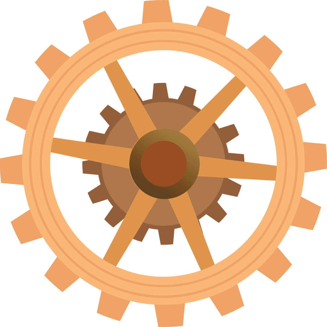 Interlocking gears with spokes transparent background