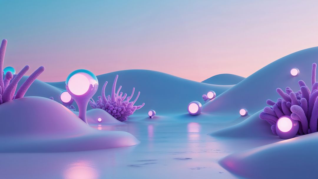 Ethereal Alien Landscape with Luminous Coral Structures