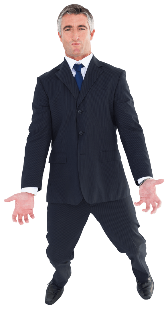Transparent Businessman Presenting Gesture in Suit