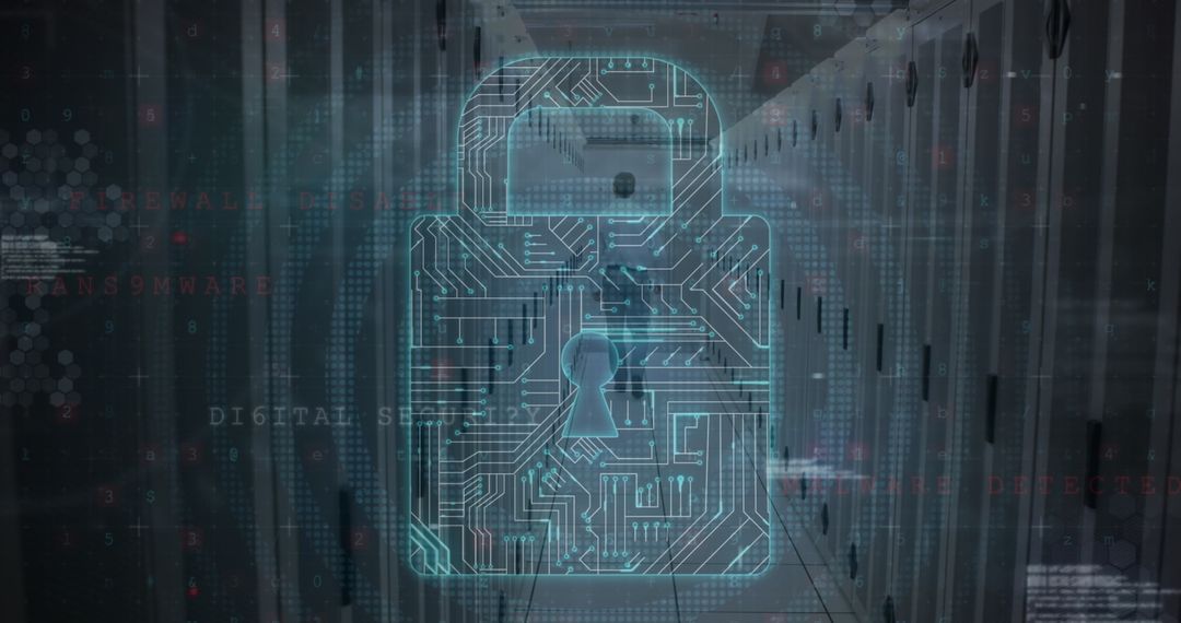 Digital Security and Cyber Crime Concept in Server Room