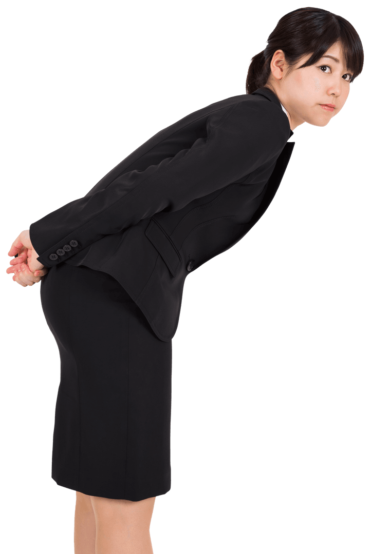Asian Businesswoman Bending Forward Transparent PNG
