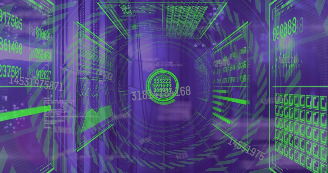 Futuristic Data Processing Interface in Abstract Digital Space