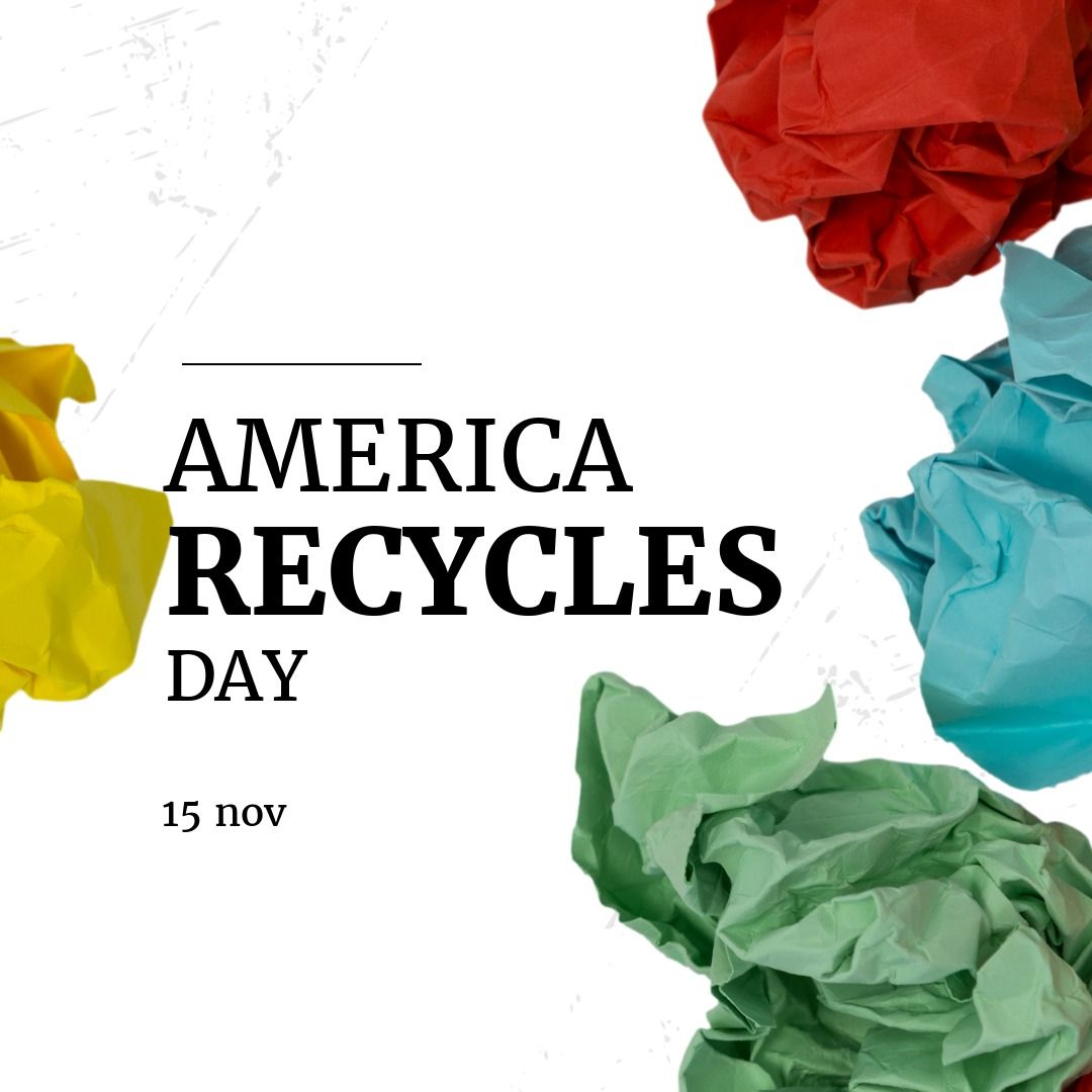 America Recycles Day Poster with Color Coded Recycling Sacks - Download Free Stock Templates Pikwizard.com