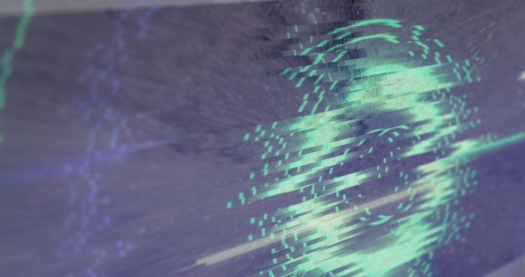 Abstract Digital Glitch with Neon Scanner Light