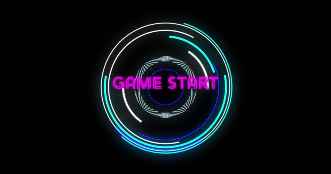 Futuristic Digital Interface with Neon Game Start Animation