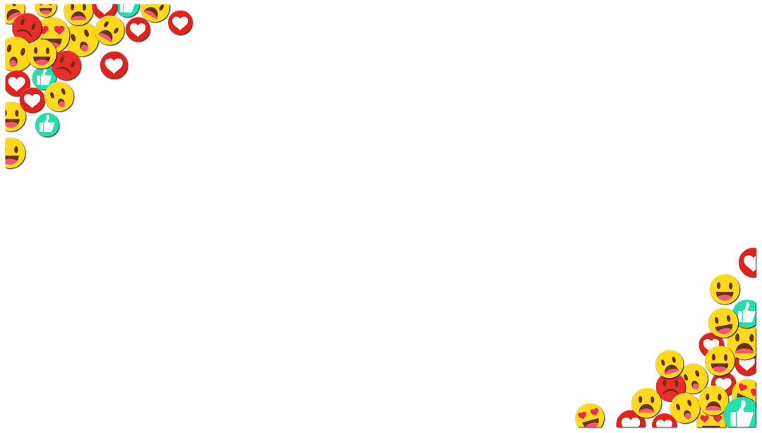 Reaction emojis frame on transparent background with copy space