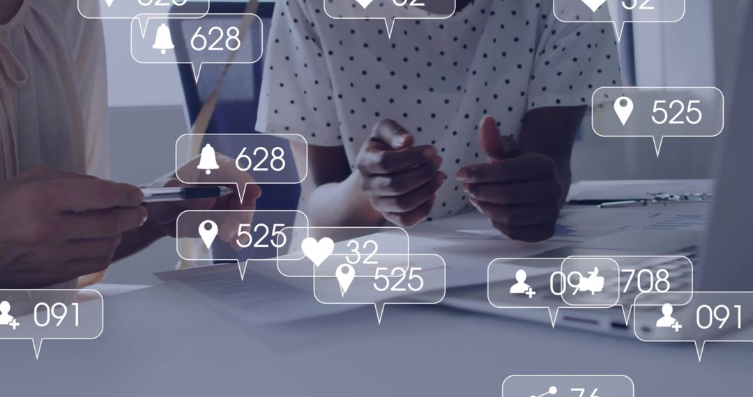 Professionals Analyzing Social Media Metrics on Desk