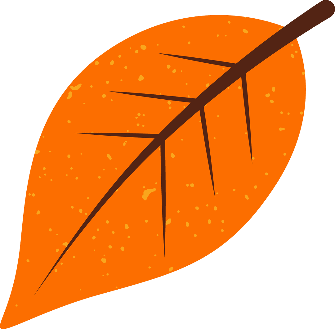 Orange Leaf with Transparent Background in Floral Flat Design
