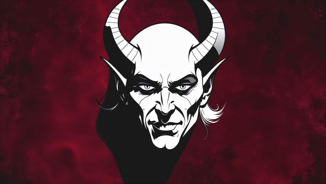 Stylized satan face in dark digital art