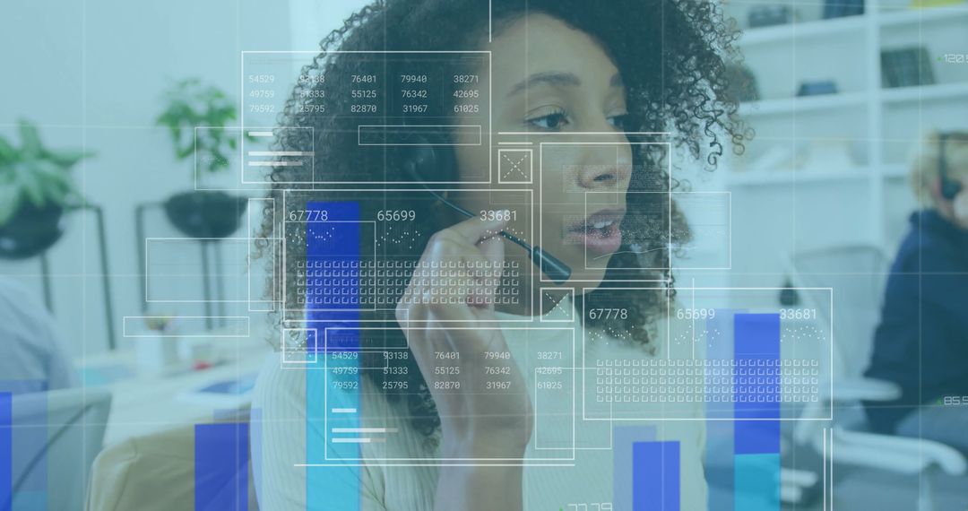 Call Center Agent Engaged in High-Tech Customer Service Support