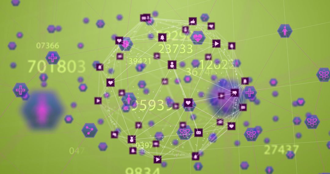 Abstract Digital Network with Icons and Data Points