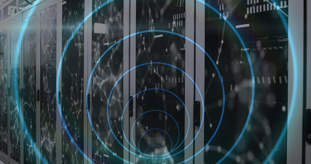 Advanced Technology Server Room With Digital Overlay