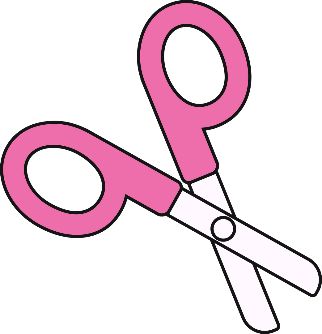 Vector Illustration of Pink Handled Scissors on Transparent Background