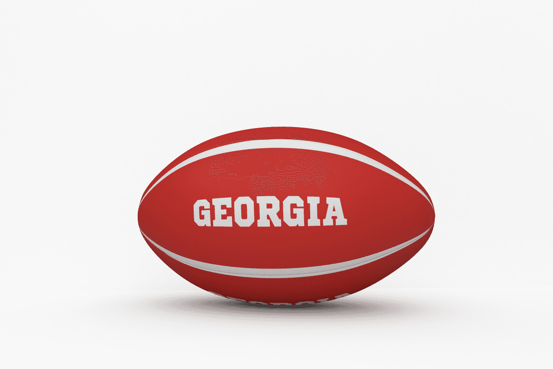 Rugby Ball with Georgia Printed on Transparent Background