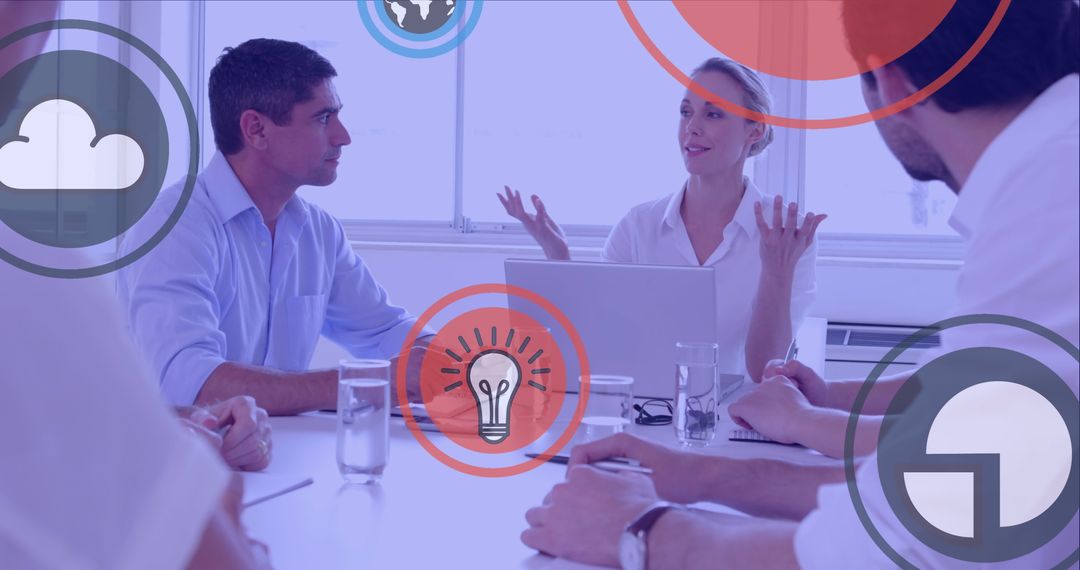 Team Collaborating with Digital Technology Icons