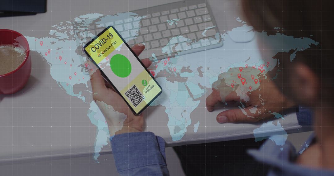 Man Checking COVID-19 Vaccination Passport on Smartphone