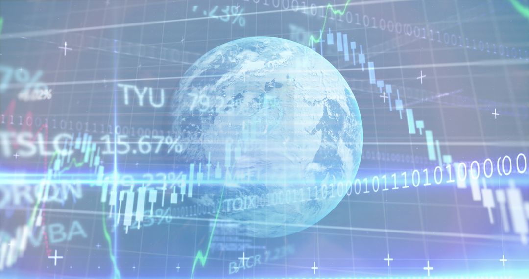 Global Digital Interface with Financial Data Overlaid on Earth