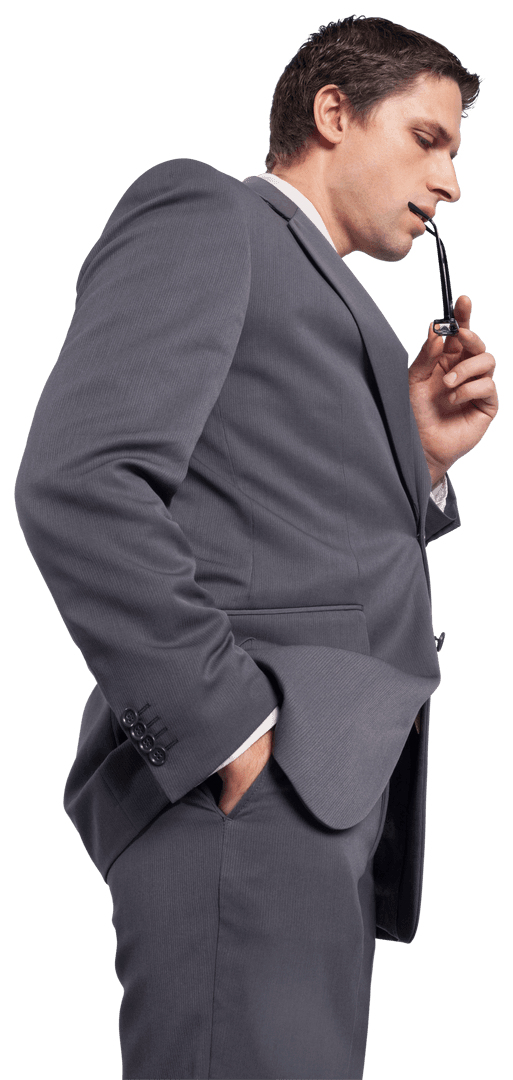 Confident Businessman in Seduductive Contemplation, Transparent