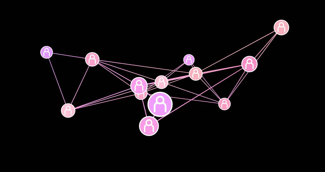 Digital Network with Interconnected People Icons