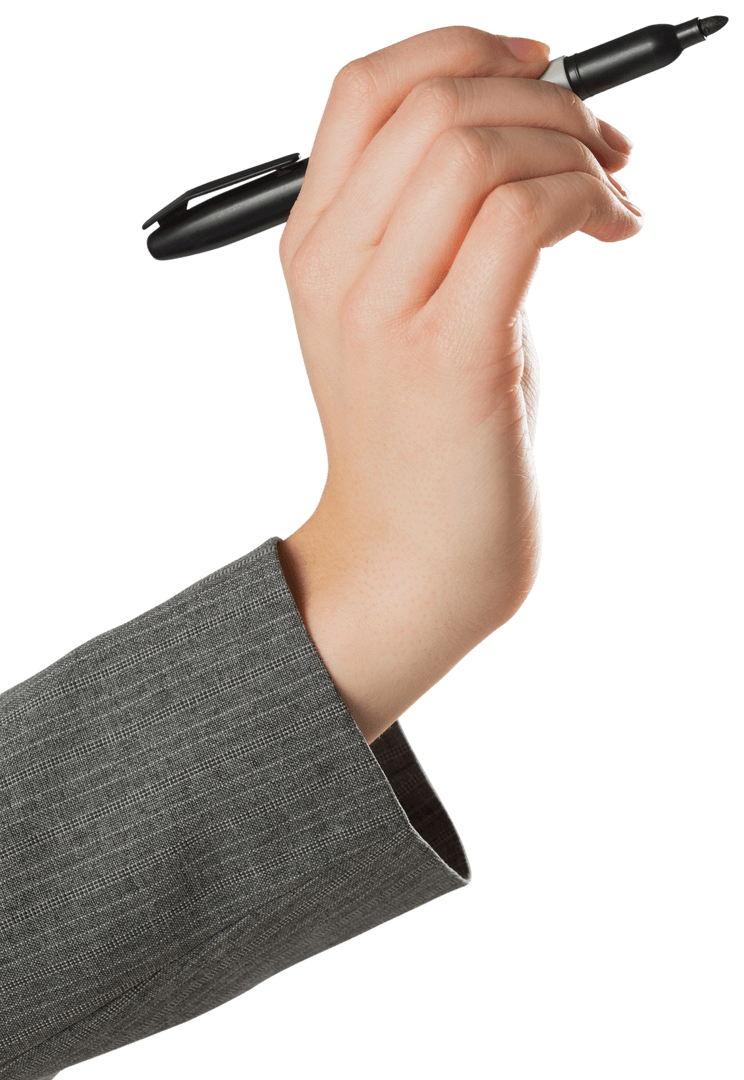 Transparent Businesswoman’s Hand Writing with Black Marker
