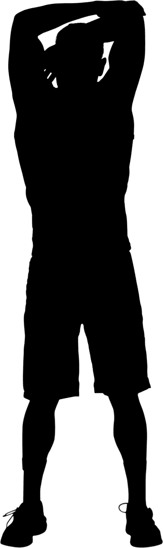 Silhouette of Man Stretching Isolated on Transparent Background