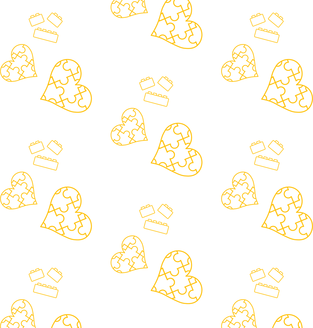 Seamless yellow heart and lock repeating pattern on transparent background