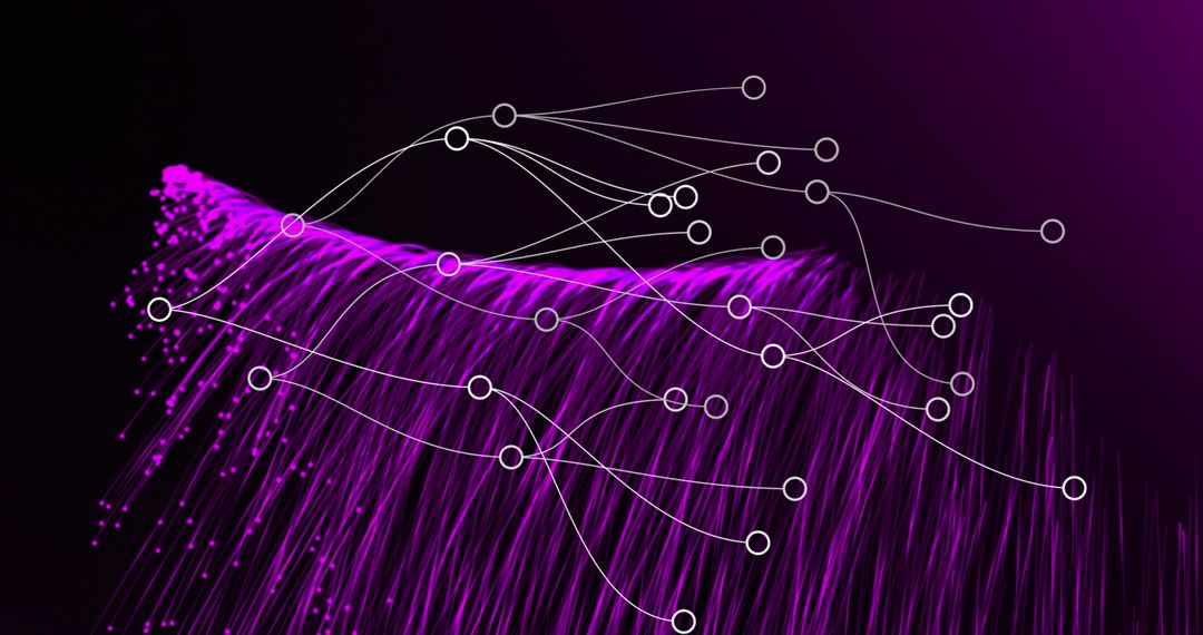 Network Connections Over Vibrant Purple Light Trails