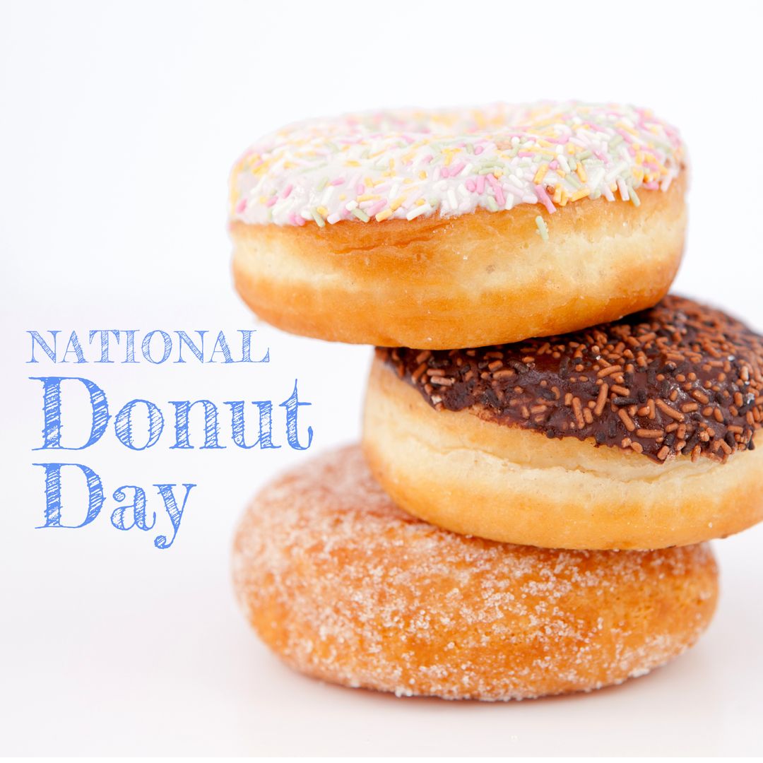 National Donut Day Celebration with Stacked Colorful Donuts - Download Free Stock Templates Pikwizard.com