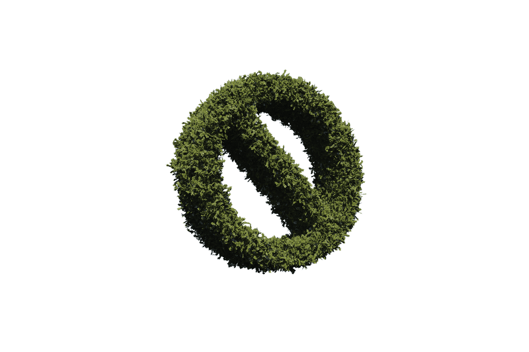 Grass Covered No Entry Sign on Transparent Background