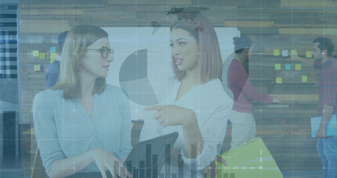 Team Collaboration in Modern Office with Data Analytics Theme