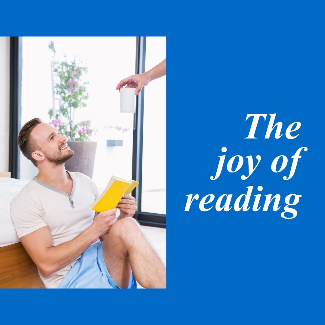 Man Enjoying Relaxed Reading with Refreshment - Download Free Stock Images Pikwizard.com