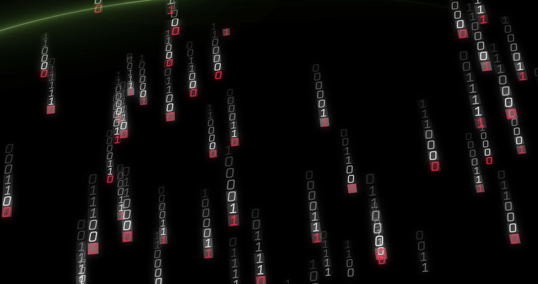 Matrix-Inspired Flowing Binary Code Beneath Green Horizon