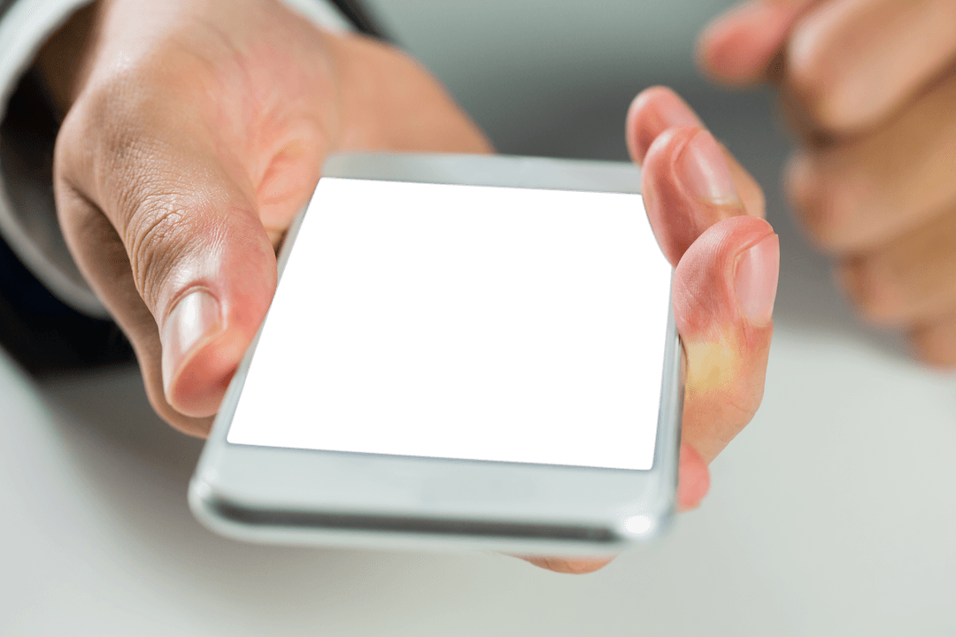 Transparent Smartphone in Businessman Hand with Copy Space