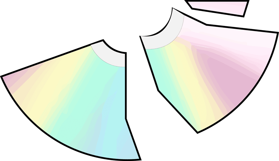 Pastel Gradient Skirt Panels on Transparent Background