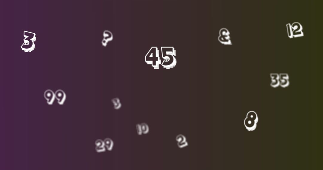 Dynamic Numbers and Letters on Purple Background