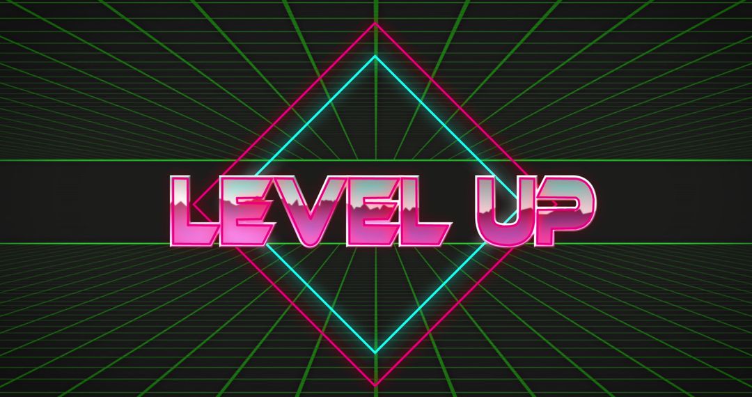 Retro Futuristic Level Up Neon Gaming Concept Design