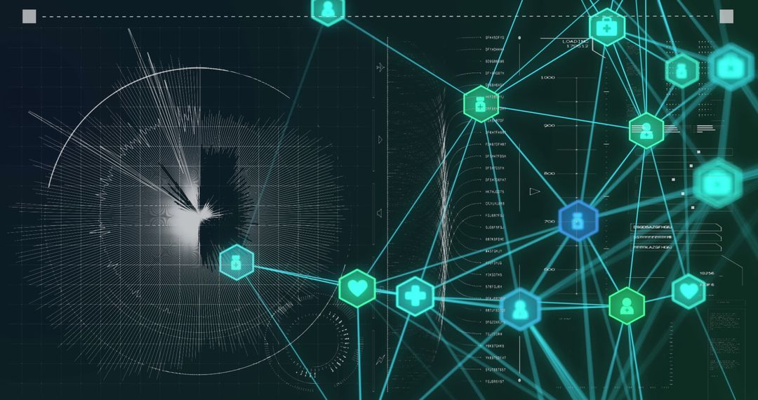 Abstract Visualization of Data Network with Hexagonal Nodes