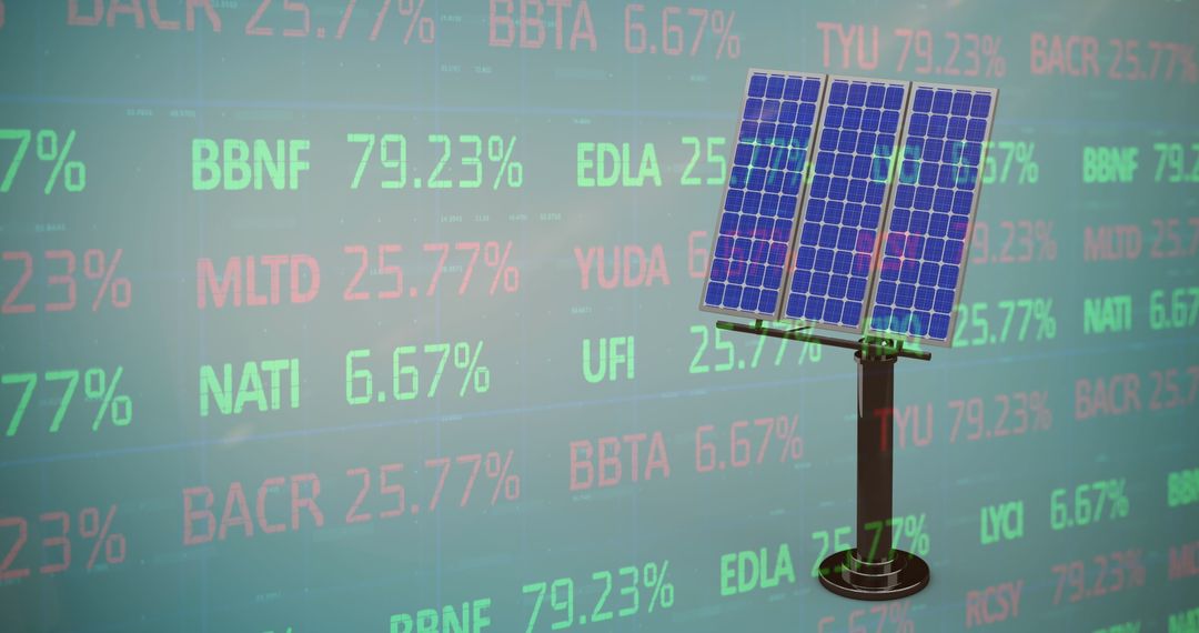 Solar Panel with Stock Market Trends Highlighting Green Investment