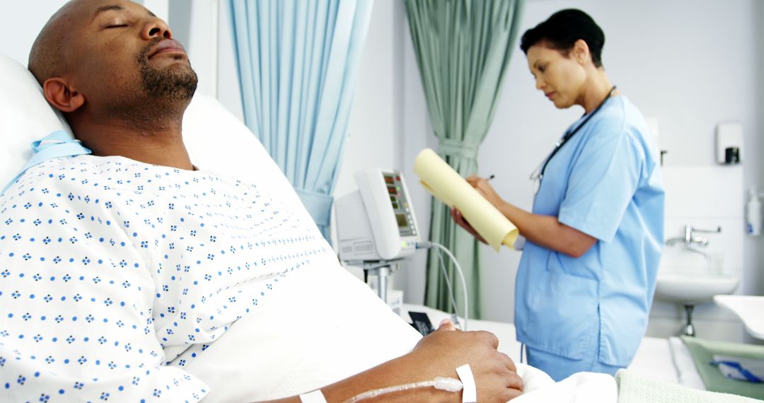 Nurse Monitoring Patient in Hospital Bed - Free Images, Stock Photos and Pictures on Pikwizard.com