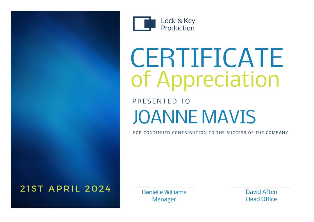 Professional Certificate of Appreciation with Blue Gradient Background - Download Free Stock Templates Pikwizard.com