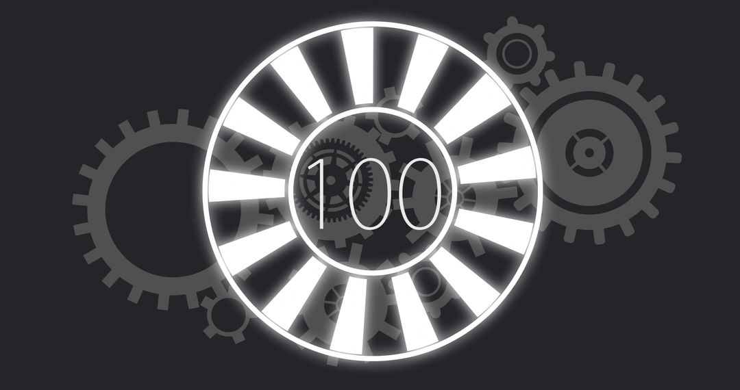 Digital Circular Progress Meter at 100 with Gear Silhouettes