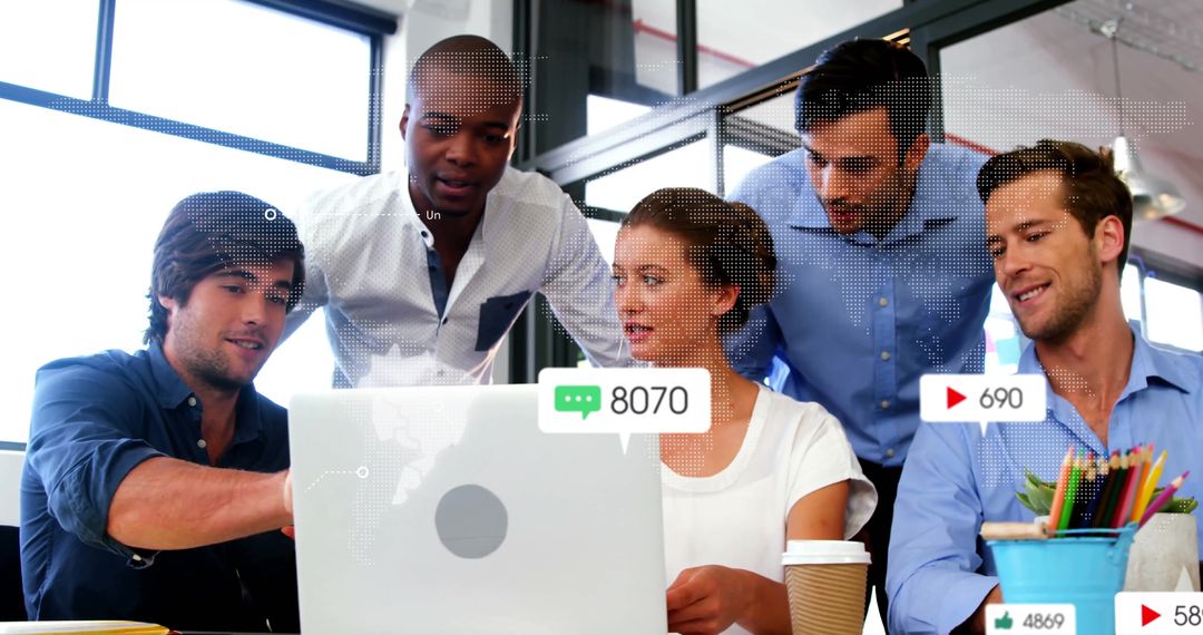 Team Analyzing Social Media Metrics for Business Strategy