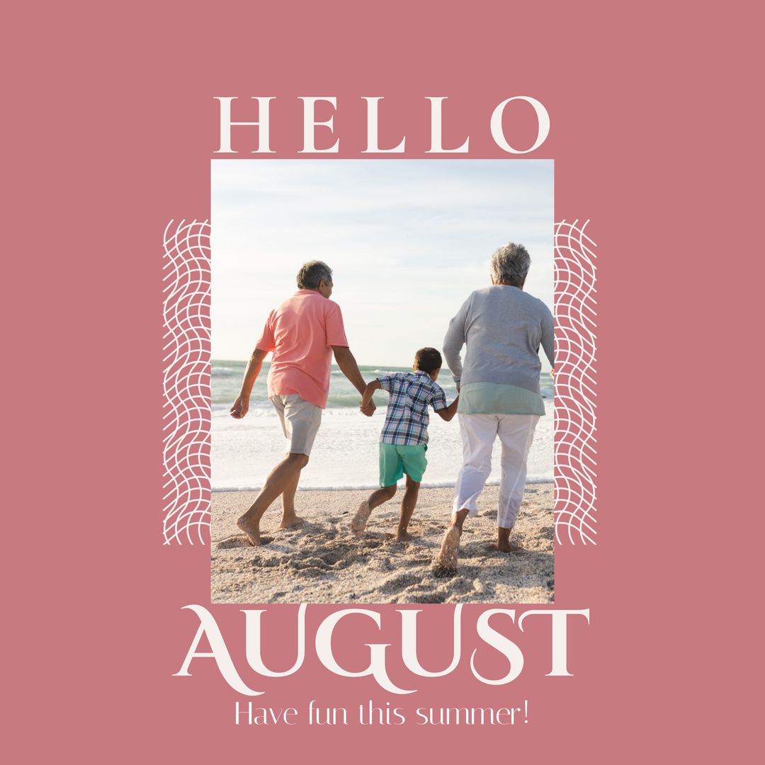 Summer Joy with Grandparents at Beach in August