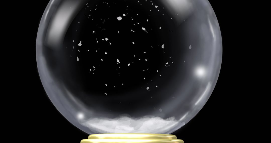 Luxurious Snow Globe Displaying Swirling Snow Particles on Golden Base