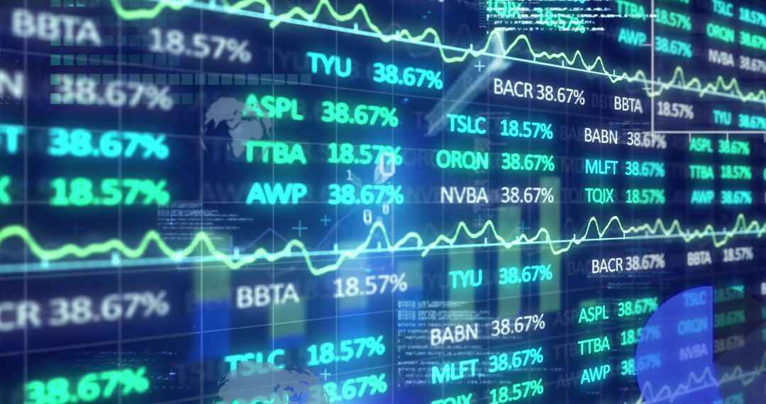 Digital Stock Market Trading Board with Holographic Elements