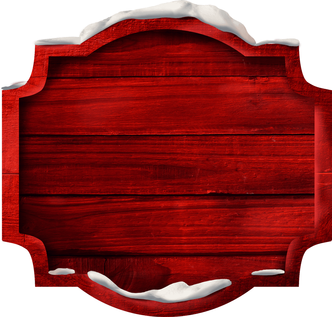 Transparent Red Wooden Frame with Snow Accents