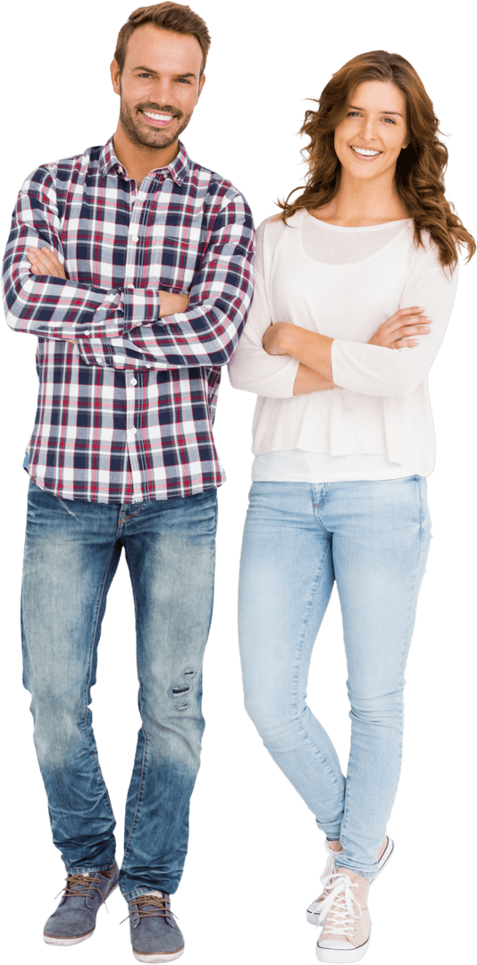 Portrait of Cheerful Couple with Arms Crossed Transparent