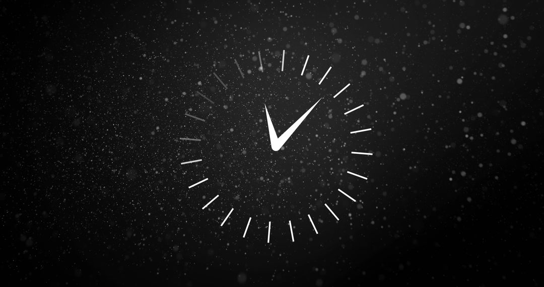Concise Analog Clock with Dust on Black Background